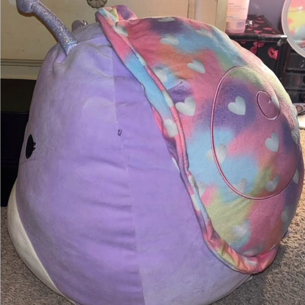Squishmallows Purple Pastel Rainbow Heart Snail Plush